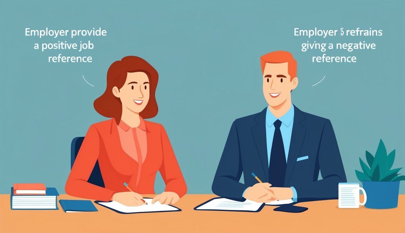 Two employers writing positive and negative job references