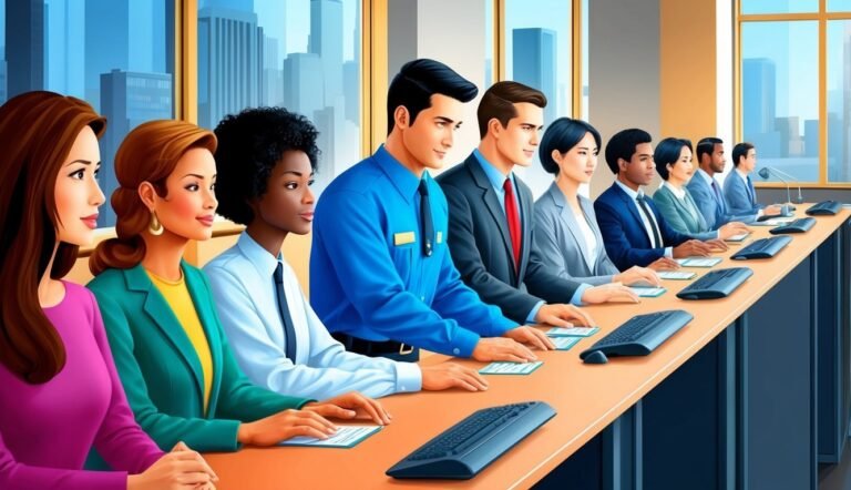 Diverse group of business people sitting at a conference table