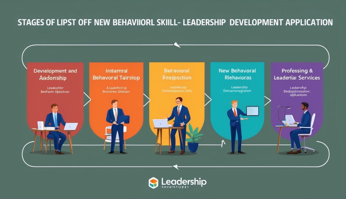 A series of stages depicting the development of new behavioral skills through a leadership development application