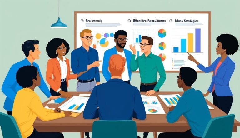 Diverse group of people in a meeting, looking at charts and graphs