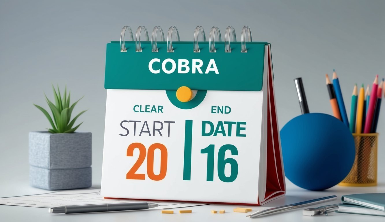 COBRA calendar with "Start 2016" and office supplies on a desk