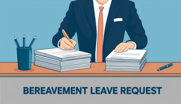 Man in suit writing on a bereavement leave request form