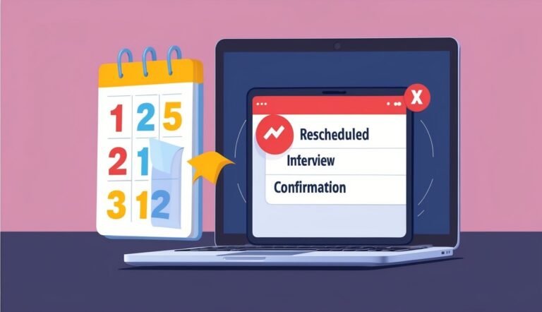 Calendar and laptop with a "Rescheduled Interview" notification