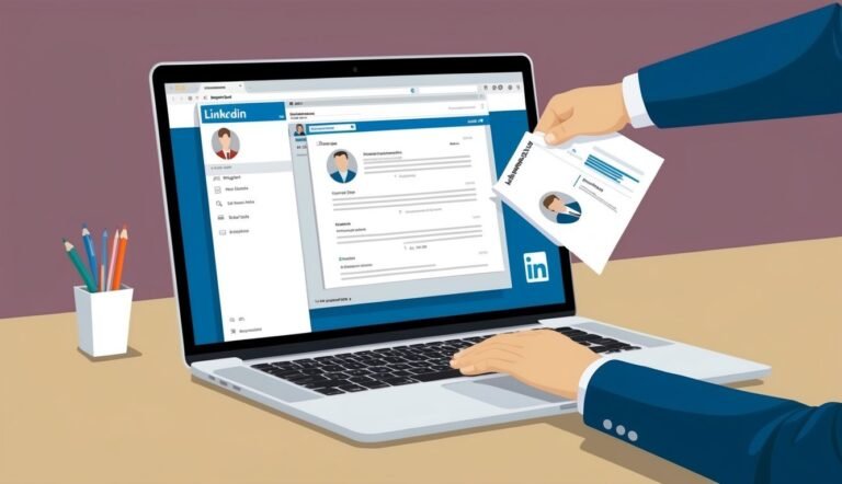 Laptop with LinkedIn profile and resume being compared