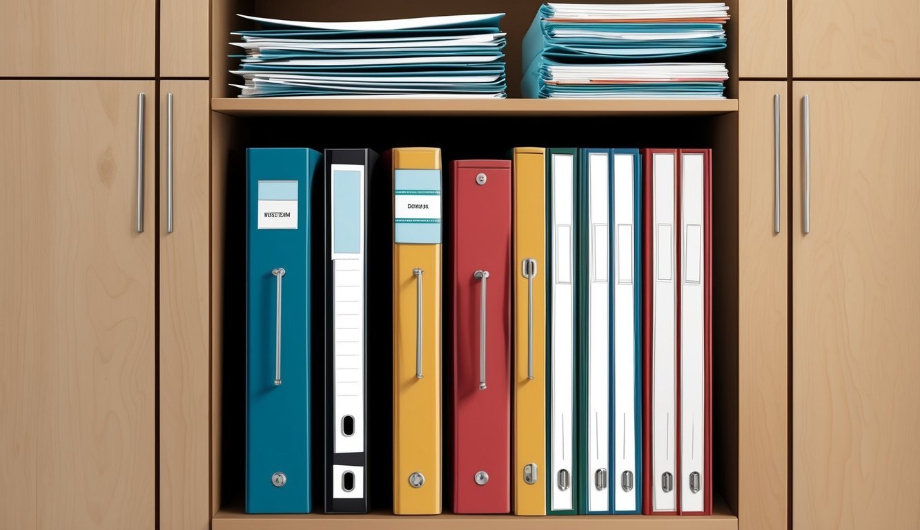 A neatly organized file cabinet with labeled folders and documents