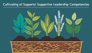 Illustration of plants in a planter, representing leadership competencies