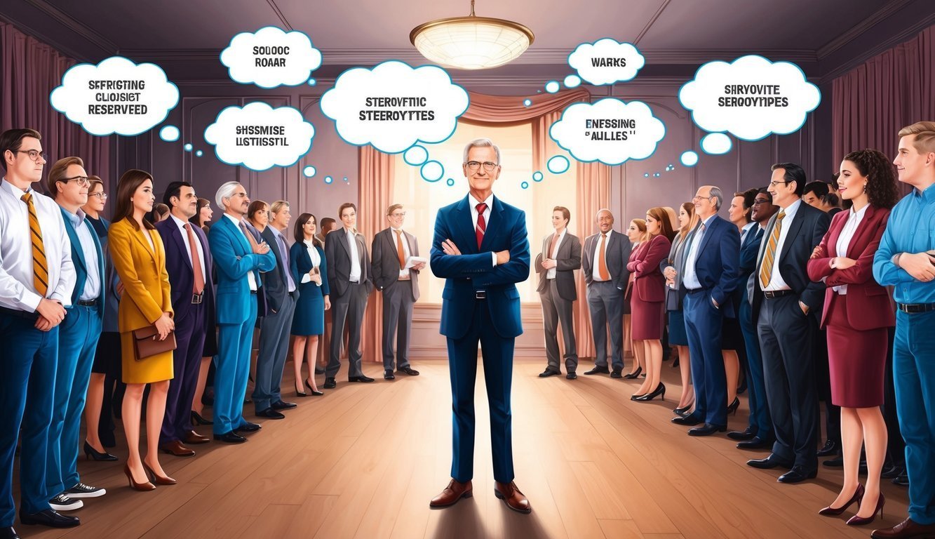 Business people in suits with thought bubbles above their heads