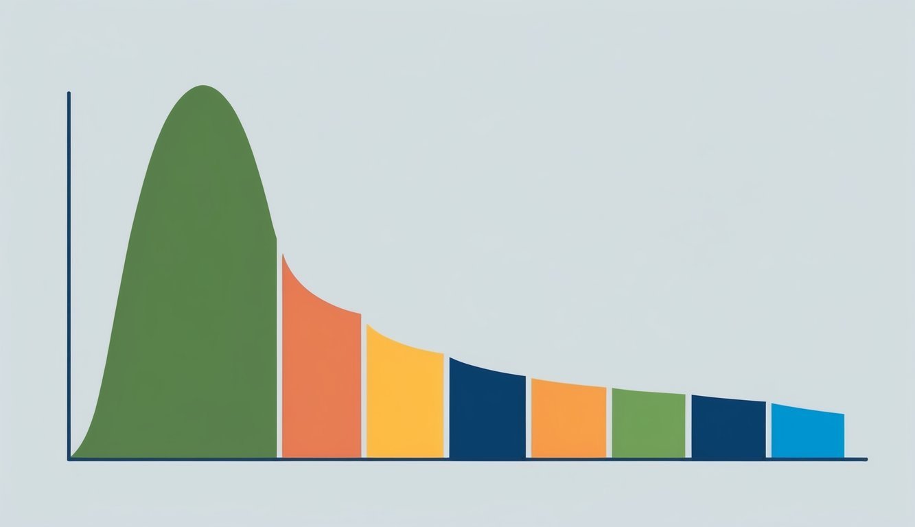 A bar graph displaying a bell curve with a peak in the middle, representing a balanced distribution of performance ratings