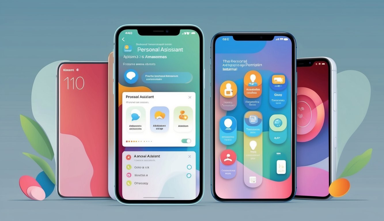 A smartphone displaying a personal assistant app with various advanced features and customization options