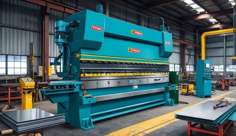 Large industrial press machine in a factory setting