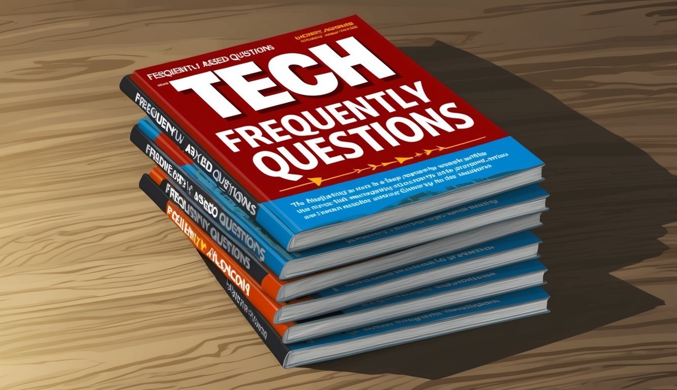 A stack of tech magazines with "Frequently Asked Questions" featured prominently on the cover