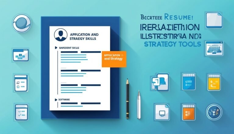Resume with application and strategy skills, icons, and strategy tools