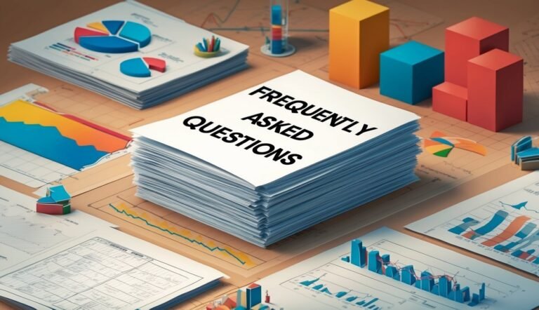 Stack of "Frequently Asked Questions" with charts and graphs