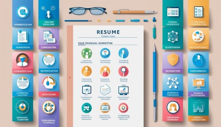 Resume design with icons representing skills and expertise