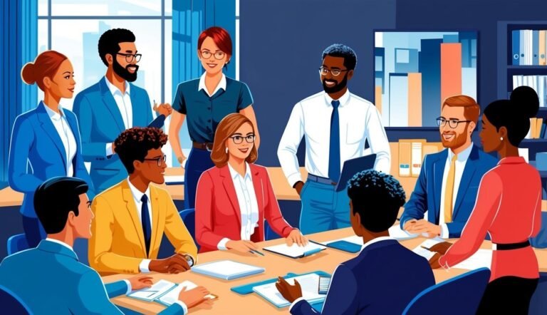 Diverse group of business people in a meeting around a table