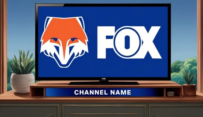 TV screen displaying the FOX logo with a fox head and text