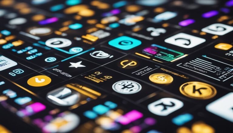 Abstract digital interface with cryptocurrency icons and data visualizations